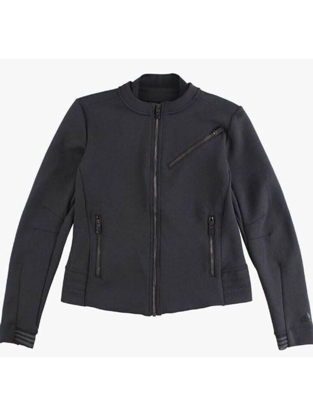 Adidas Climalite Moto Style Black Full Zip Up Athletic Sweater - Women's Small